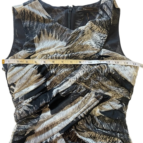 BCBGMaxAzria Roxanne Asymmetrical Ruched Mesh Cocktail Dress Size Medium - Picture 12 of 16